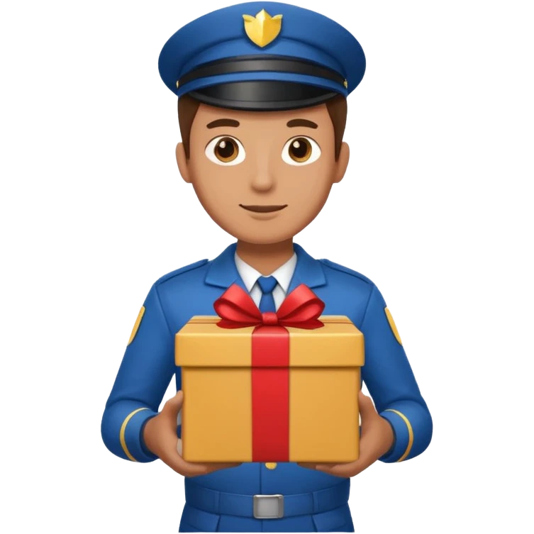 man courier holding gift box emoji