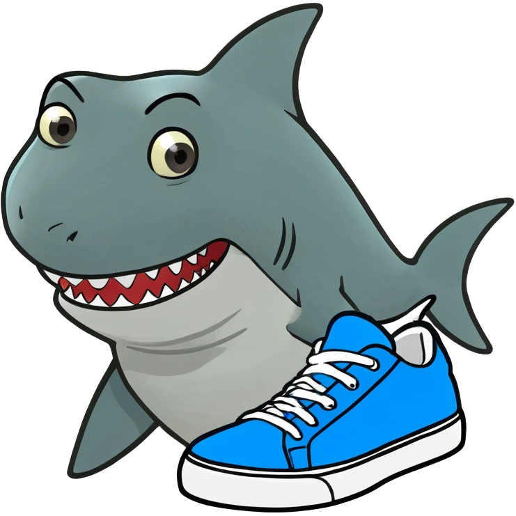 Shark with blue shoes emoji