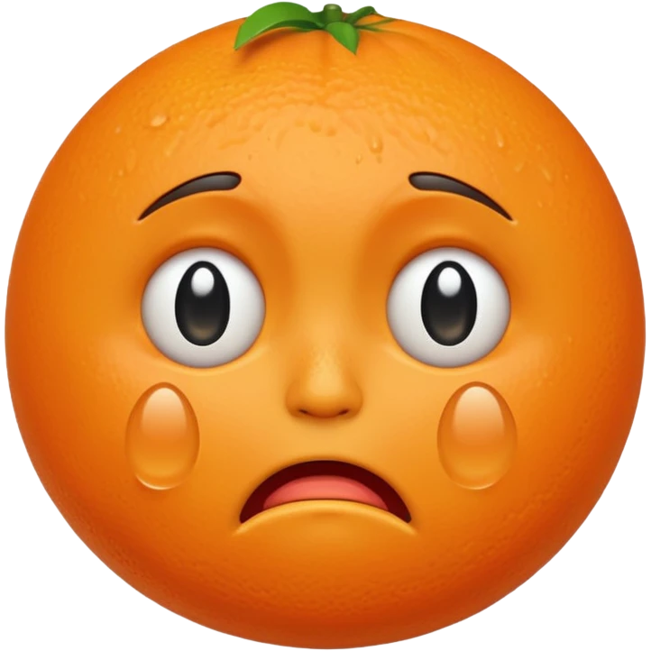 Orange with crying face emoji