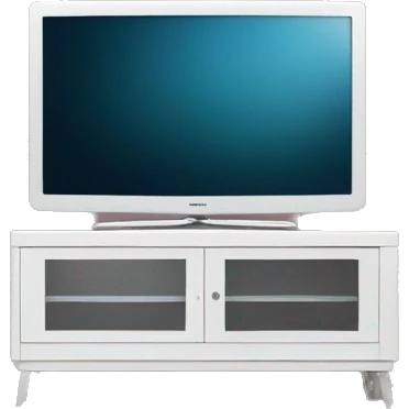 Samsung tv with white tv stand  emoji