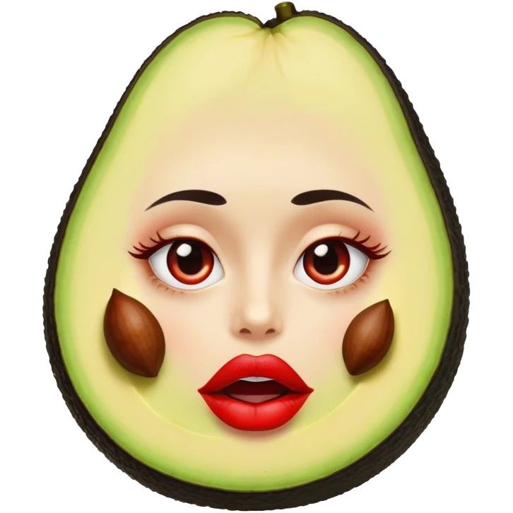 aguacate con labios grandes y rojos y ojos  emoji