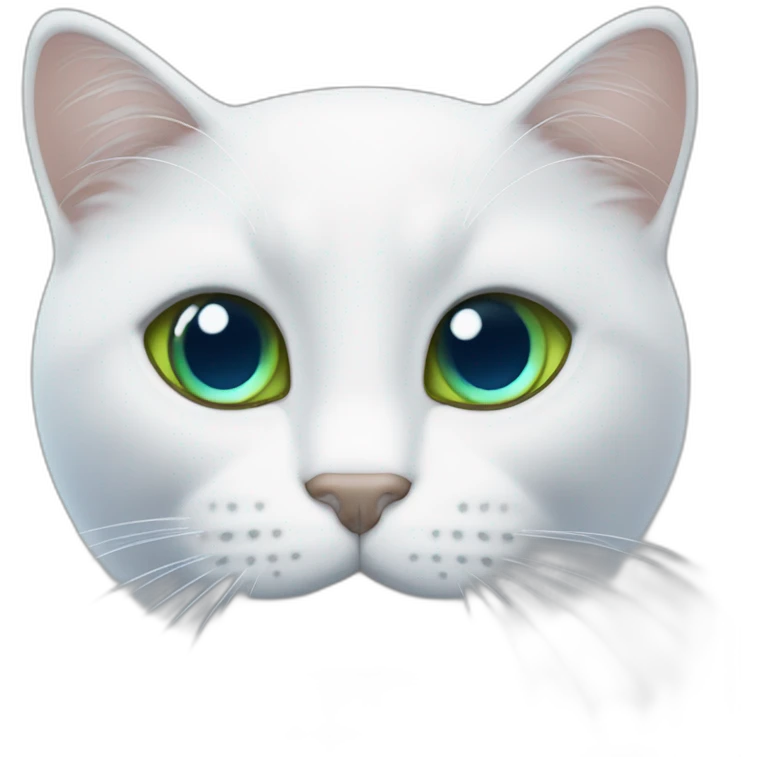 Chat blanc yeux verts et bleus emoji
