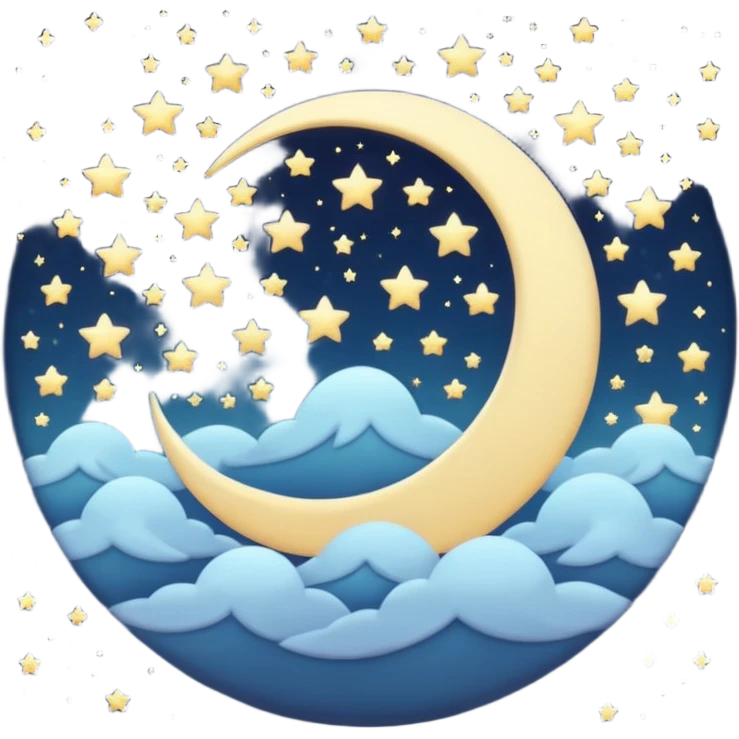 "Design a calming circle emoji for evening reflection. Soft moonlight, gentle stars, peaceful or spiritual symbols. No people - emphasize tranquil colors, night sky elements, and serene spiritual imagery." emoji