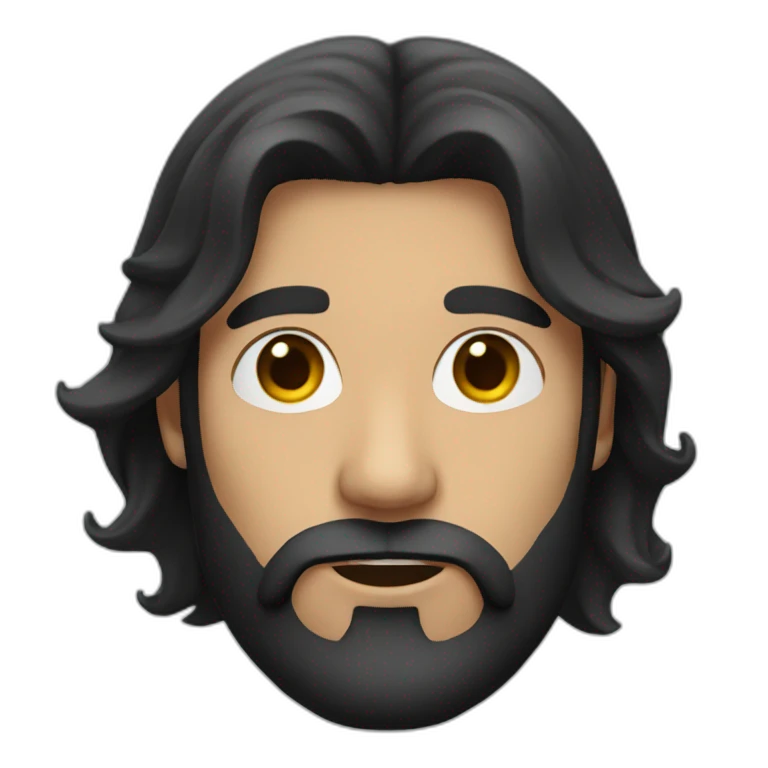 man with long black hair and a beard emoji