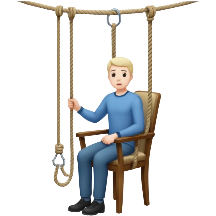 A man standing in the chair and looking at the hanging rope thinking to suicide  emoji