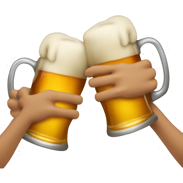 Apple emoji hands holding beer mugs making a toast emoji