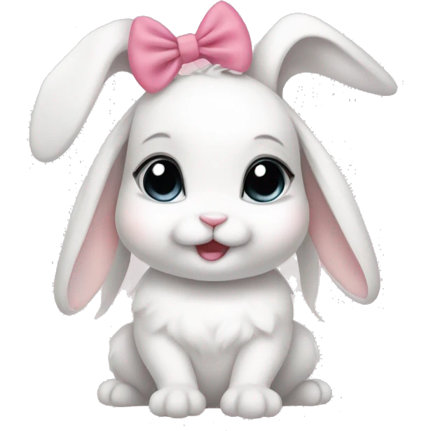 Baby bunny with coquette bow on ear emoji
