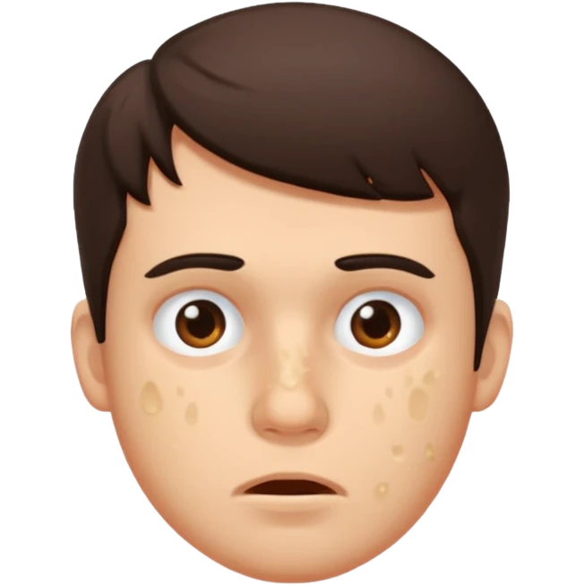 brunette man with lots of acne emoji