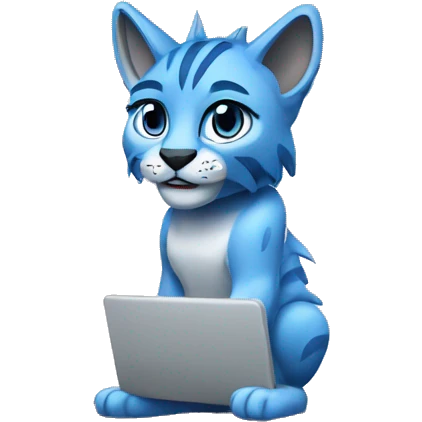 A blue lynx with a laptop emoji