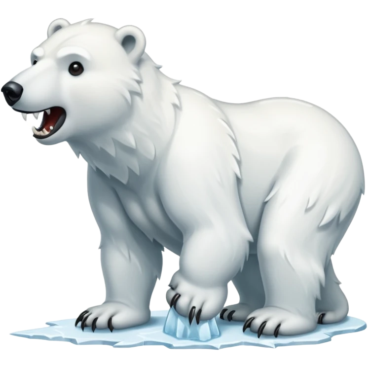 Polar bear with a wolf’s tail, thick neck fur, and long fangs emoji