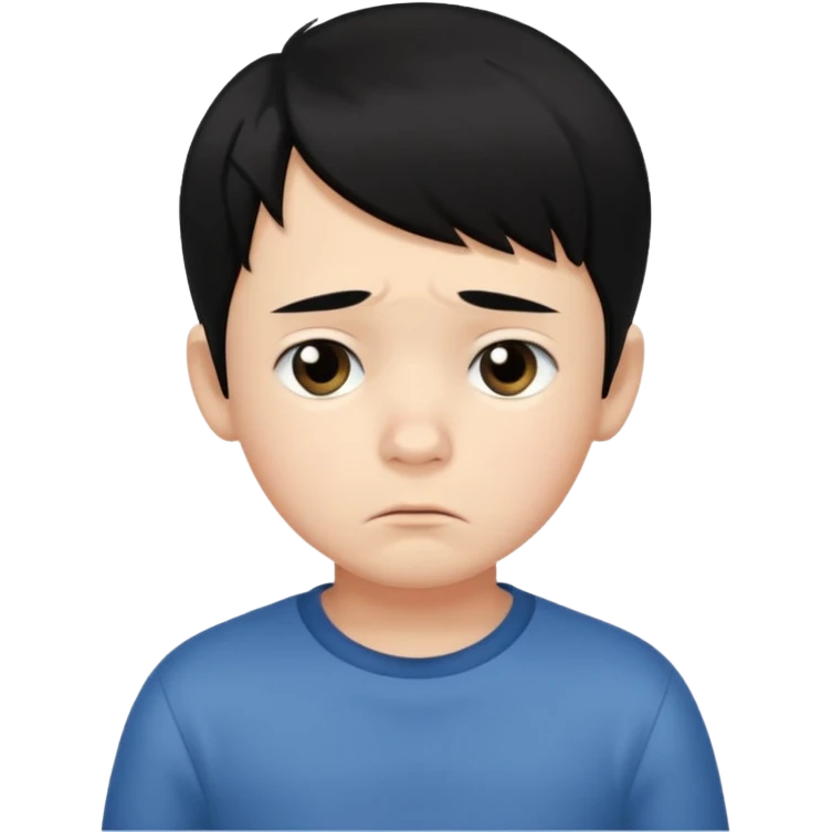 
5 year old boy, black hair, sad emoji emoji