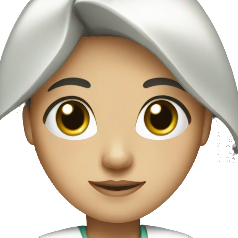 Nurse with long dark hair green eyes emoji