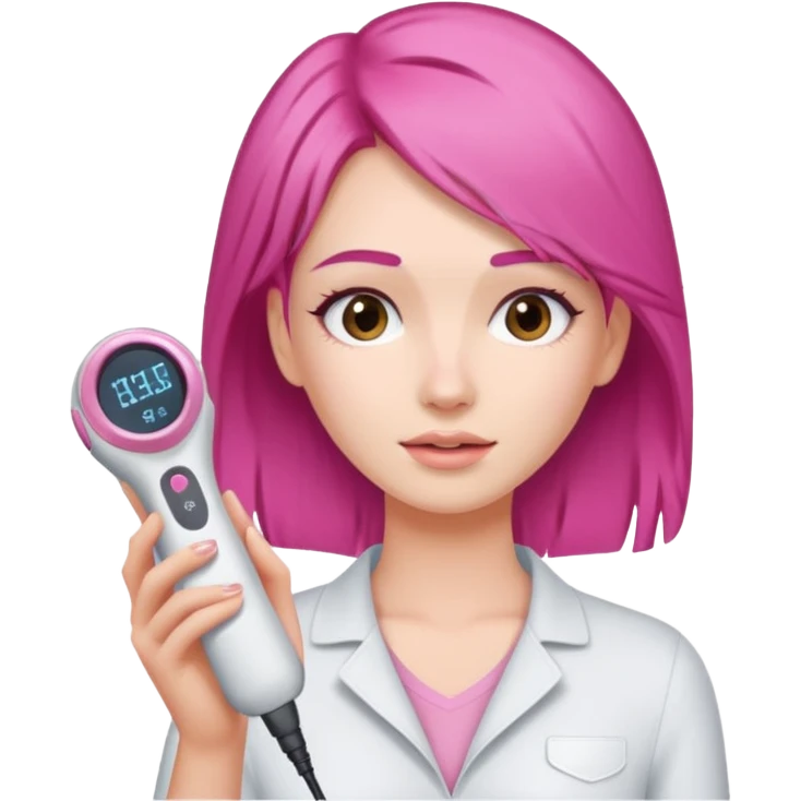 Brunette Female using a pink color hair removal device  emoji