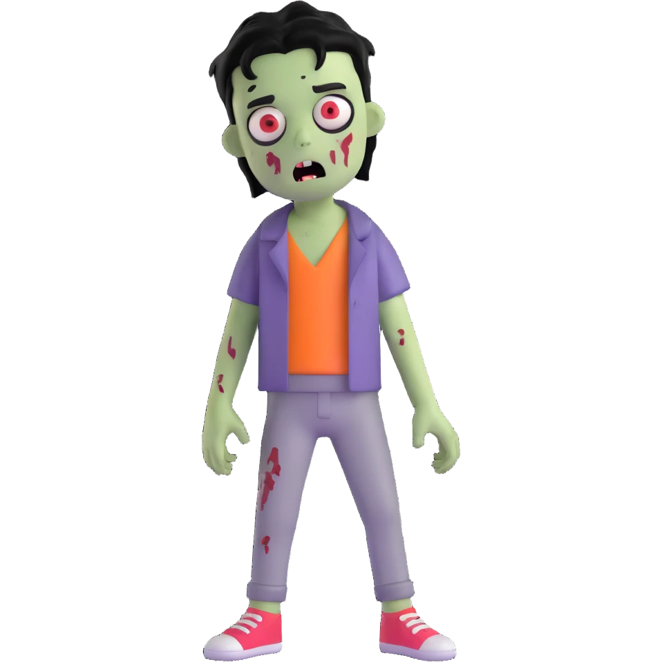 boy zombie with black hair, emo style emoji