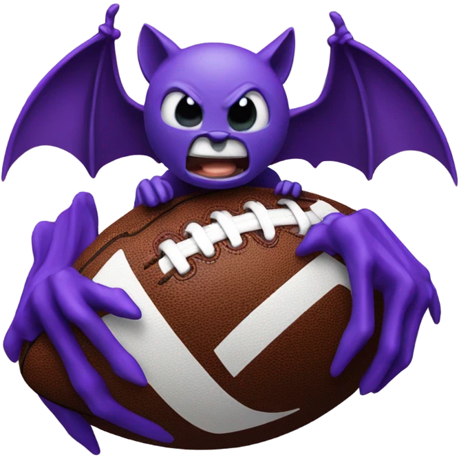 purple bat carrying an nfl football emoji