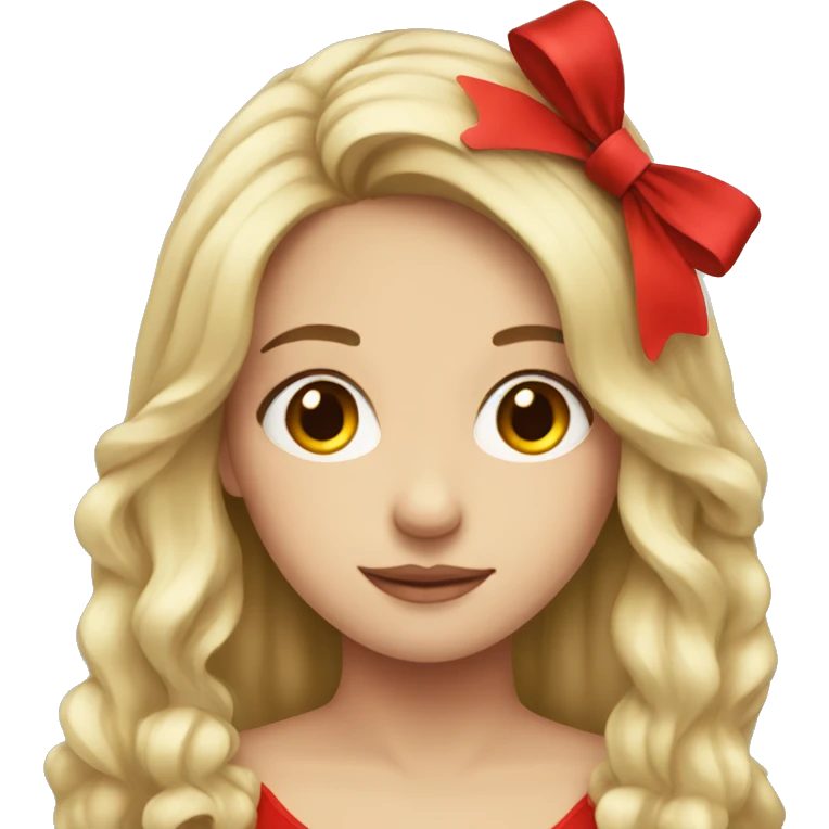 Brunette half blonde girl with red bow emoji