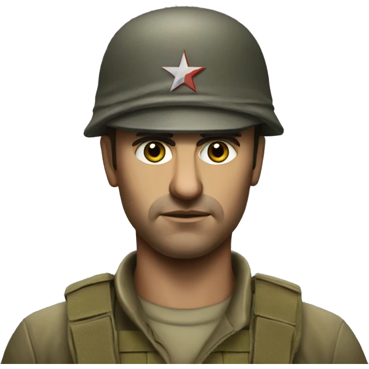 Photorealistic A serious Serbian resistance soldier emoji