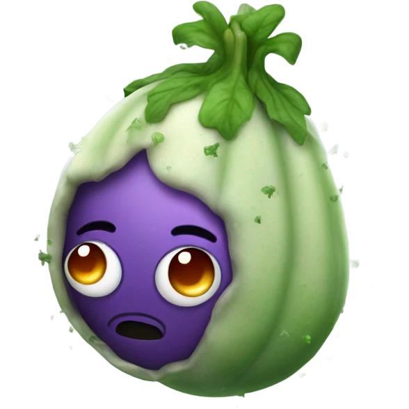 stinky eggplant with green air coming from it with flies and mold emoji
