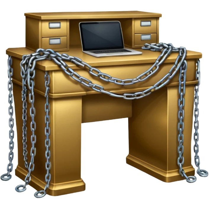 Desk draped in chains emoji