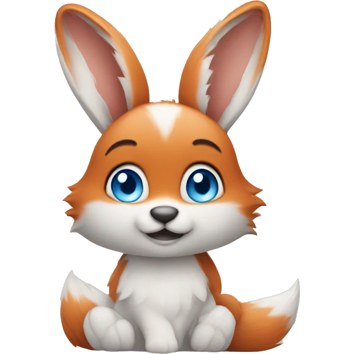 Cute bunny with blue eyes and a fox hugging emoji