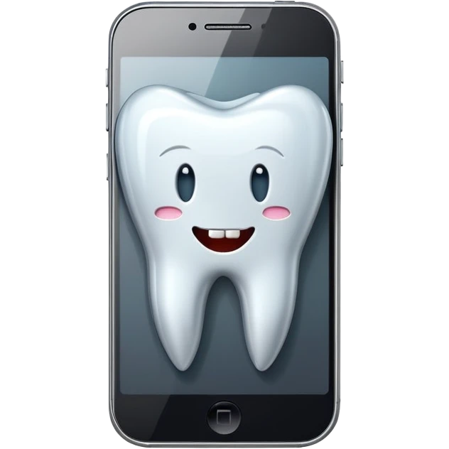smartphone with a tooth-shaped logo emoji
