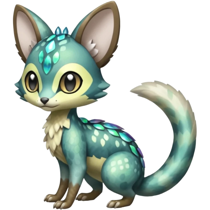 Shiny furry scaley Meloetta-Vernid-Trico-Genet-Pokémon-Fakémon-hybrid-fusion-creature emoji