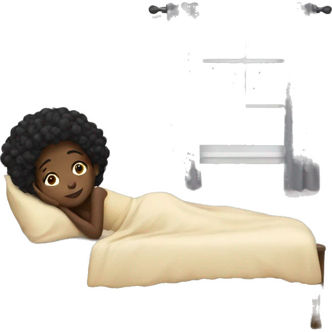 Black girl lying in bed  emoji