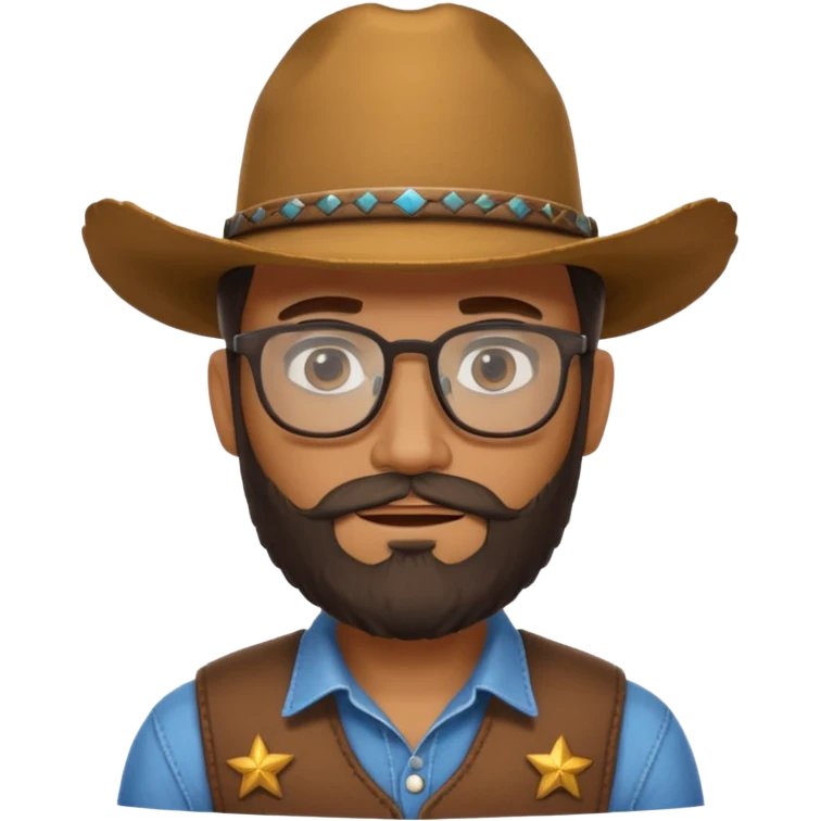 bearded cowboy with one glasses emoji
