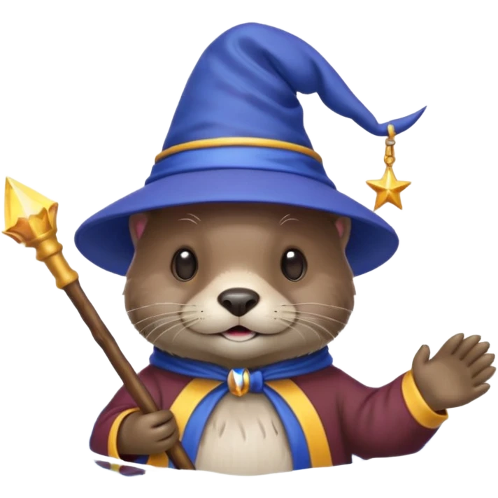 Otter with water tube and magic wand emoji
