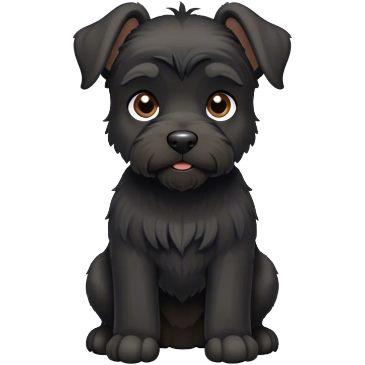 mini pure black schnauzer with big round ears and long leg hair emoji