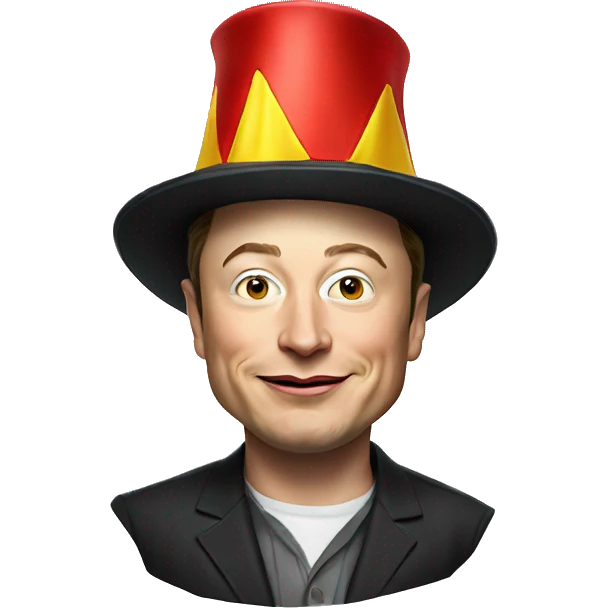 elon musk with clown hat emoji