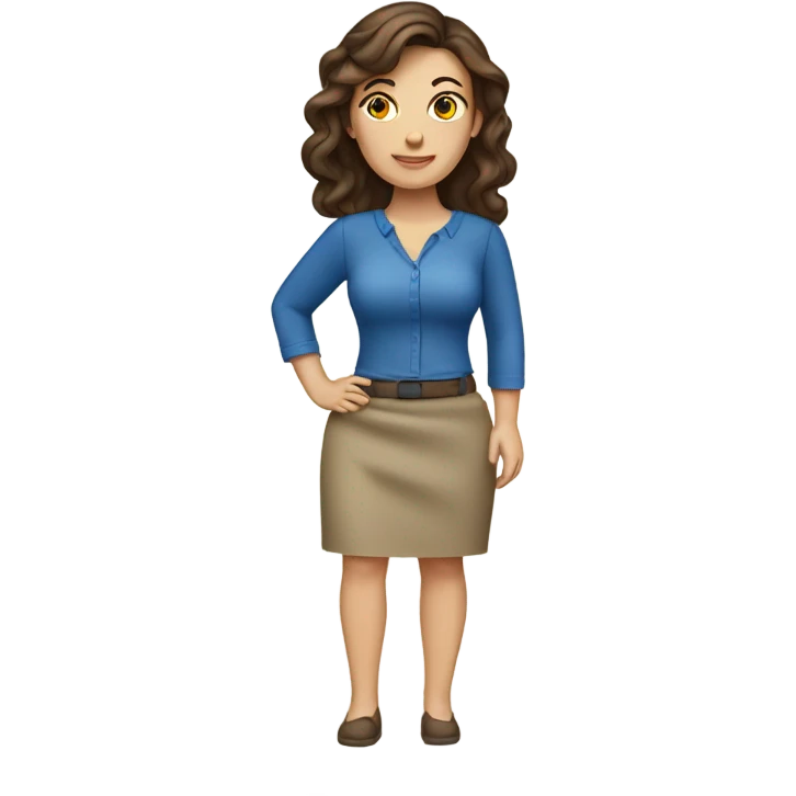 Brunette Caucasian beauty curvy skirt emoji