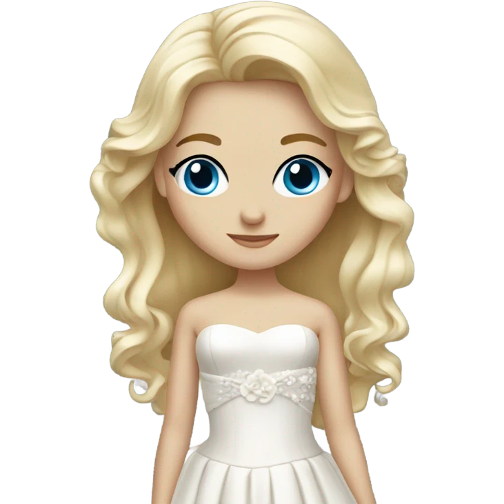 Beautiful blond girl with blue eyes and bowed wedding dress emoji