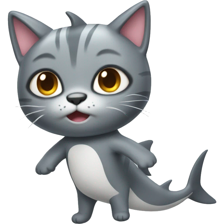 cute grey cat with a shark costume emoji