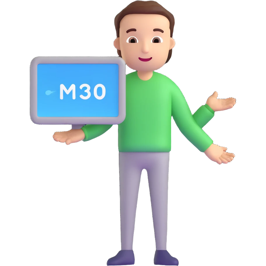 professional programmer, looking confident and happy, with code on a screen, 3D animation style emoji