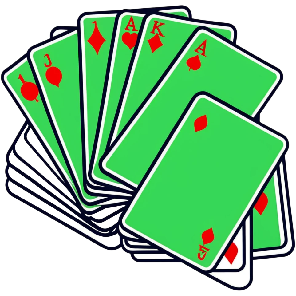 Canasta card game with red canasta meld and jokers emoji