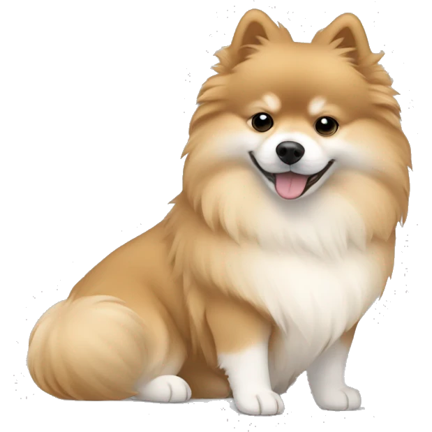 sleeping lying down pomeranian-spitz mix light brown and white with gray ears emoji