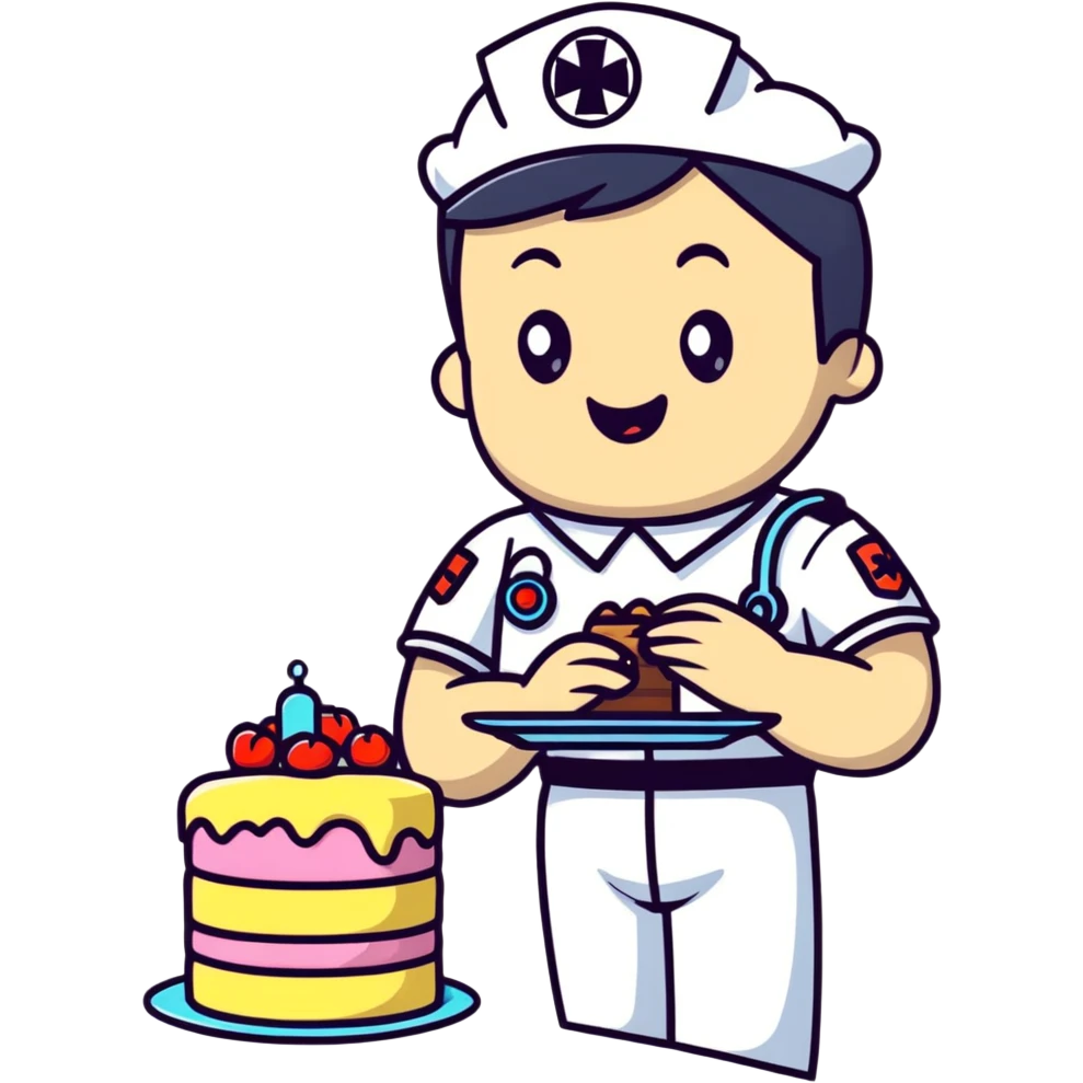 Paramedic eating cake emoji
