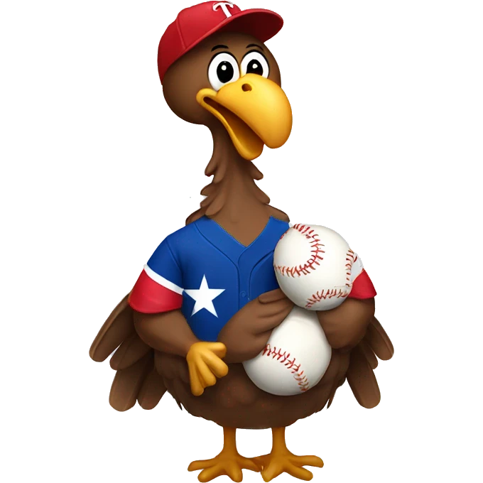 Turkey with baseball texas rangers jersey emoji