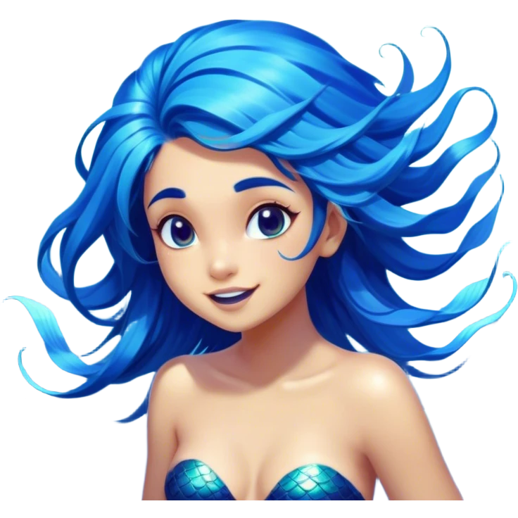 Cinematic Realistic Blue Hair Mermaid Portrait, head tilted dramatically with an exaggeratedly amused expression, featuring a striking, vibrant form with meticulously detailed, flowing blue hair and glowing, tanned skin. Her expressive eyes brim with playful marine mischief, rendered with dynamic underwater lighting and vibrant textures that imbue the scene with an air of cheeky, over‐the‐top oceanic whimsy—capturing the essence of a spirited mermaid ready to enchant with coastal charm. emoji
