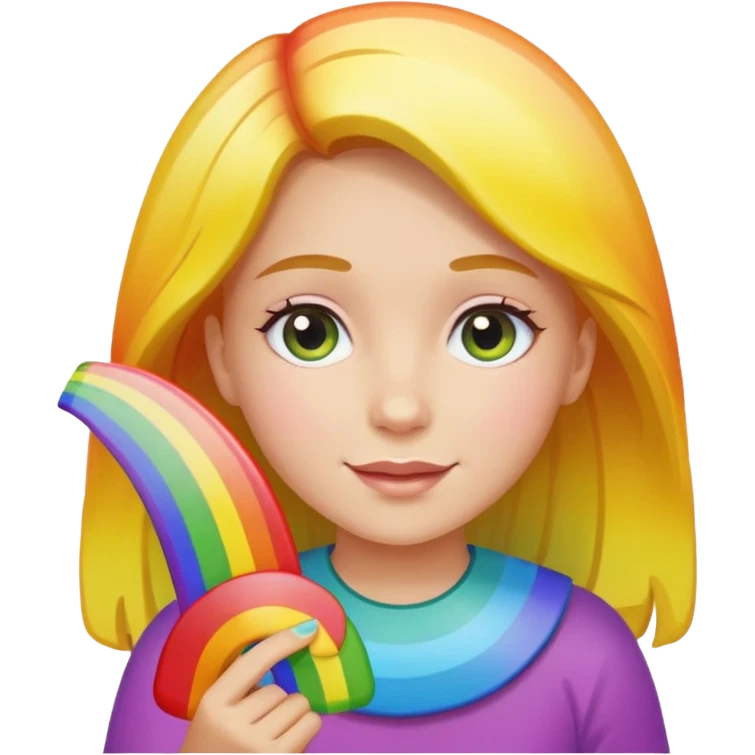 Girl holding rainbow  emoji