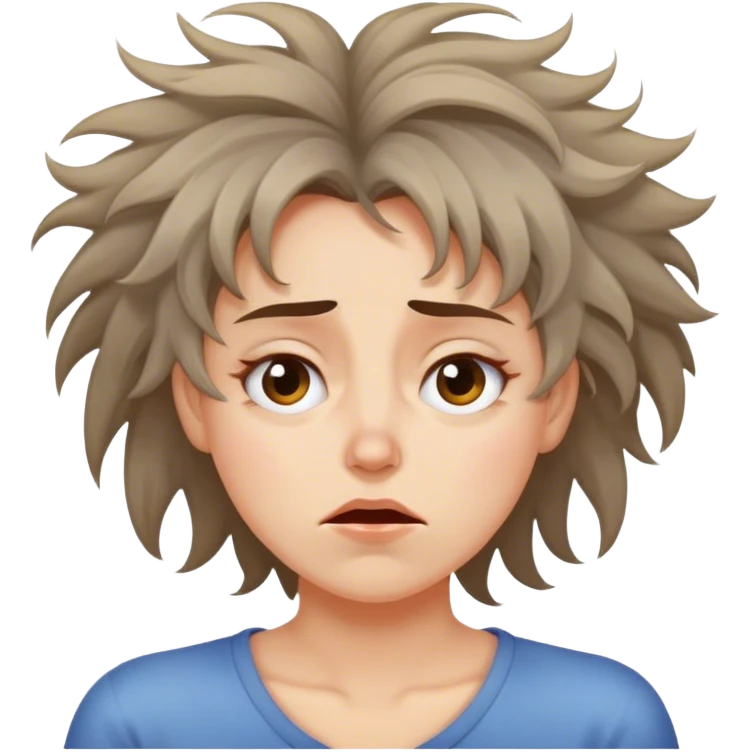 Cinematic Funny Aurora Portrait Emoji, Looking confused as she wakes up, hair a complete mess, blinking sleepily, the struggle of waking up beautifully captured in a hilarious yet endearing moment! emoji