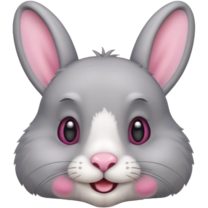 Head of a grey rabbit, smilling
 emoji
