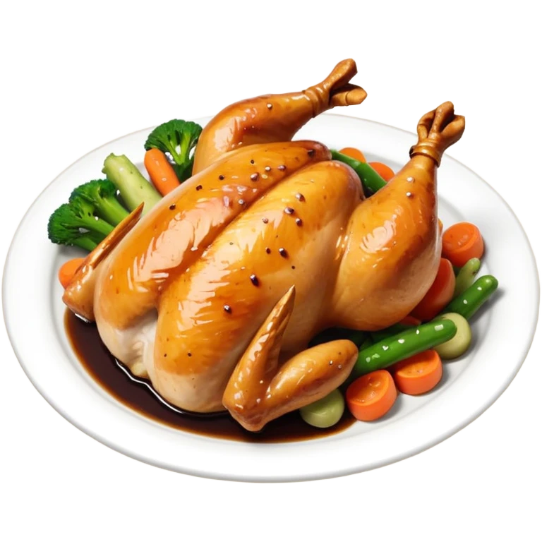 some chicken vegetables soy sauce on top  emoji