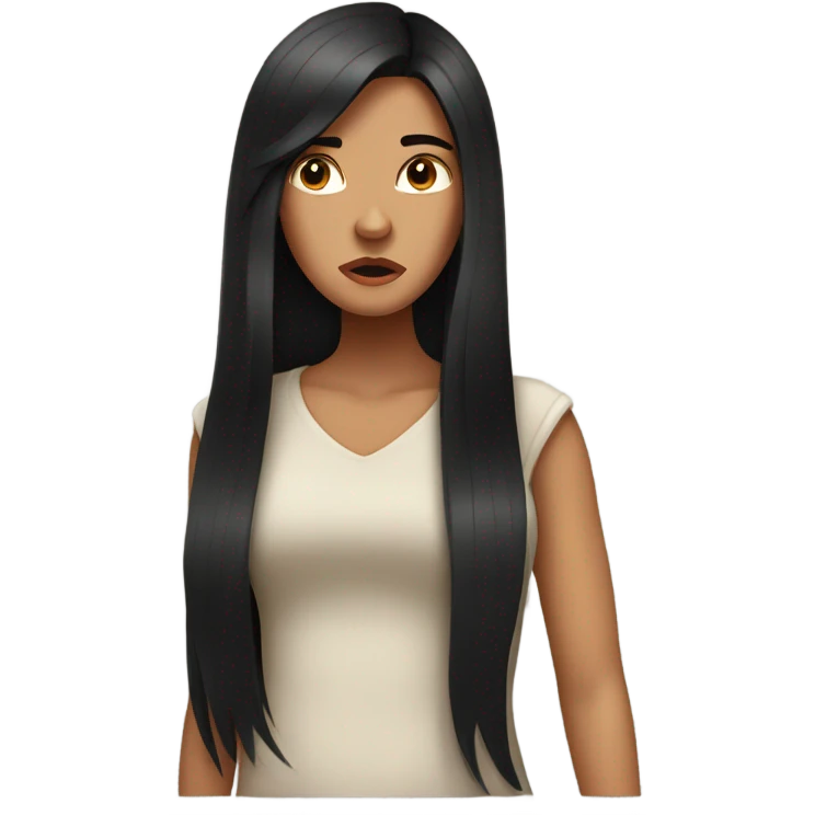 annoyed white girl with long black hair emoji