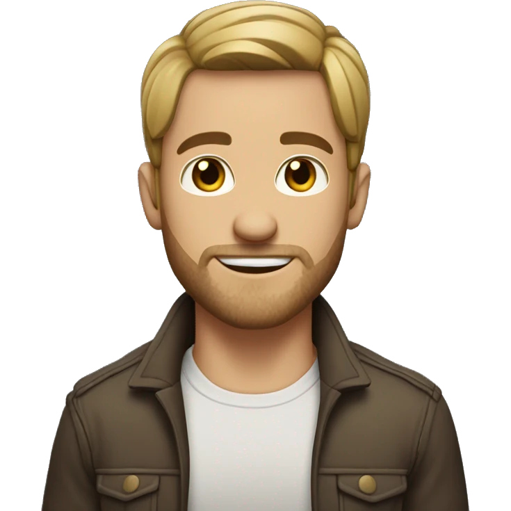 jacked white man with stubble beard and short straight up hair brown emoji