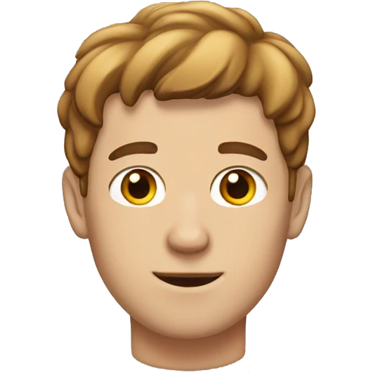 White man with brown hair wearing a cat on his head emoji