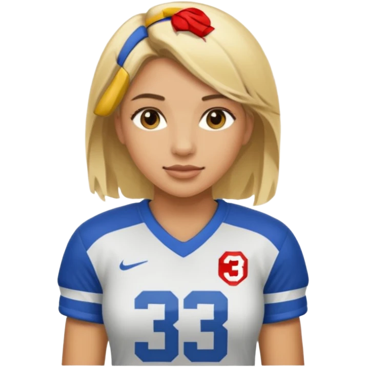 blonde female football player wearing number 33 emoji