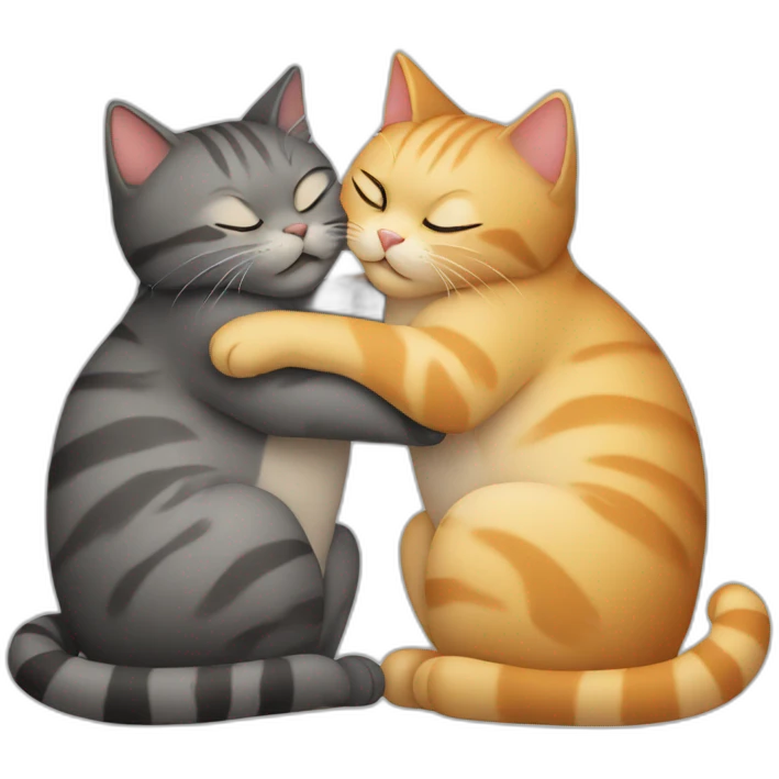 Two cats hugging each other  emoji