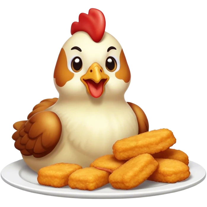 Chicken eating nuggets emoji